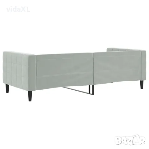 vidaXL Кушетка, светлосива, 90x200 см, кадифе, снимка 5 - Спални и легла - 56147271