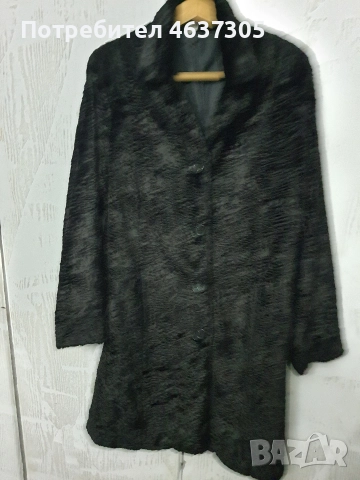 Зимно черно палто астраган, снимка 3 - Палта, манта - 52592439