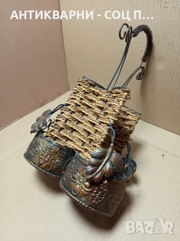 Стара Ръчно Изработена Стоика Поставка За Вино Бутилки., снимка 3 - Антикварни и старинни предмети - 49521494