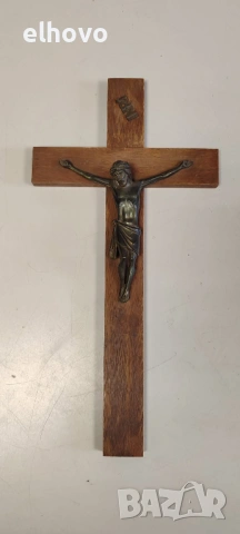 Дървен кръст разпятие Исус Христос#1, снимка 2 - Антикварни и старинни предмети - 54275664