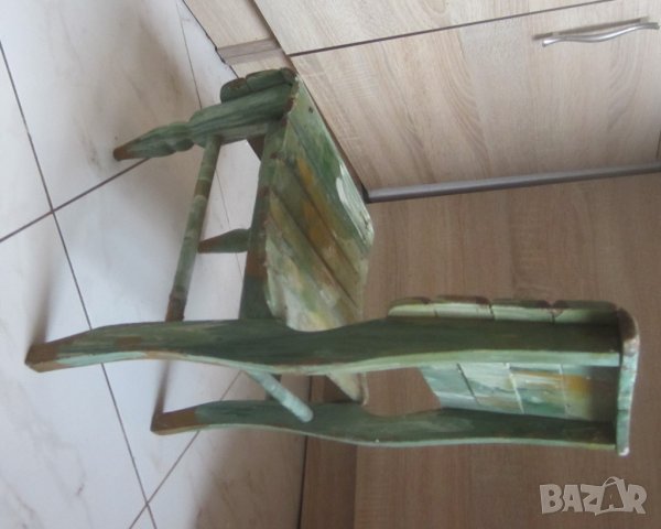Старо детско дървено столче, стол, столче, рибарско, дървено, стари столове, снимка 7 - Други - 31236565