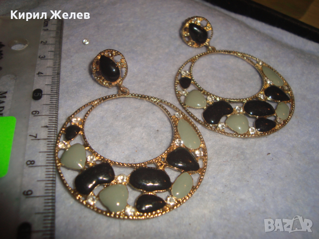 ЕФЕКТНИ ЗЛАТИСТИ КРИСТАЛНИ АРТ ОБЕЦИ с ЕМАЙЛ-ЛАК 4267, снимка 2 - Обеци - 36540531