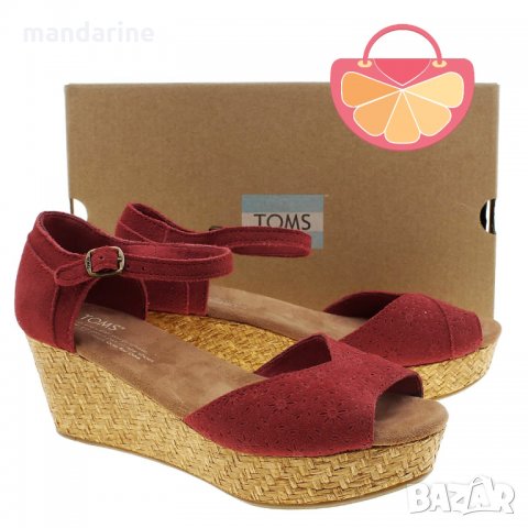 ПРОМО 🍊 TOMS 36 и 37 номер 🍊 Дамски сандали от ест. велур с 3/6 см платформа нови с кутия