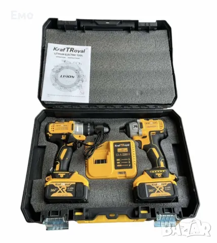 Комплект акумулаторен безчетков импакт и винтоверт - 36V 8Ah - 2 бр Батерии - KraftWorld, снимка 5 - Винтоверти - 48348818