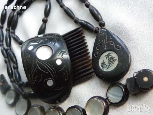Изключителен индонезийски комплект от рог на воден бивол, снимка 6 - Бижутерийни комплекти - 48599992
