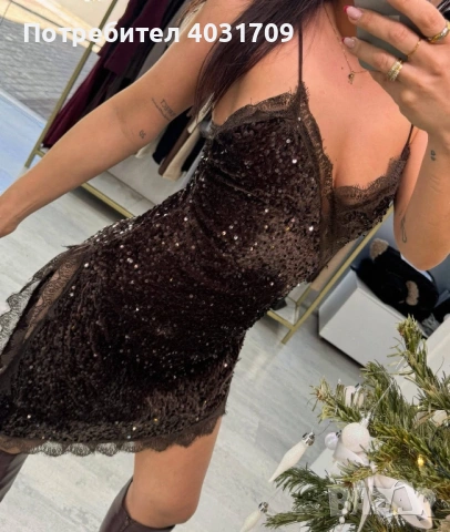 Рокля с пайети и дантела , снимка 2 - Рокли - 54109730