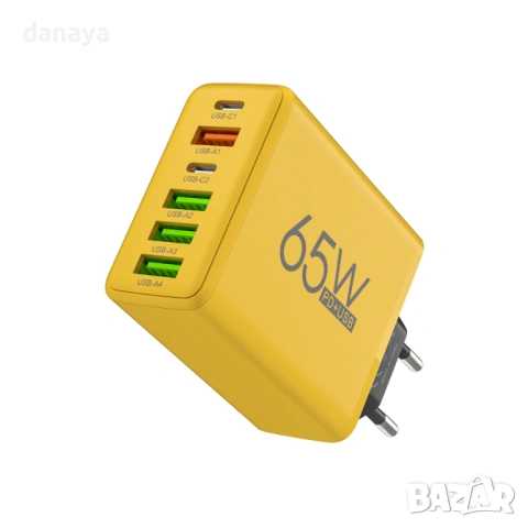 6000 Мощно зарядно 65W PD USB Type C с много портове