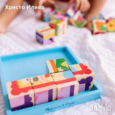 Пъзел с кубчета Дървени кубчета Загадките на Блу Melissa and Doug, снимка 13 - Игри и пъзели - 49175483
