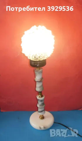 Нова настолна винтидж мраморна лампа с глобус и h=53см, снимка 7 - Настолни лампи - 50358206