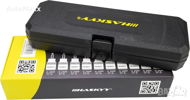 Комплект от 10 вложки Haskyy 1/2 инча, хром-ванадиева стомана, размери M4-M18 , снимка 5 - Гедорета - 54075386