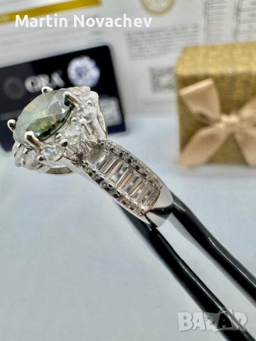 Сребърен пръстен с мойсанит (Диамант) 2 карата, снимка 12 - Пръстени - 51695751