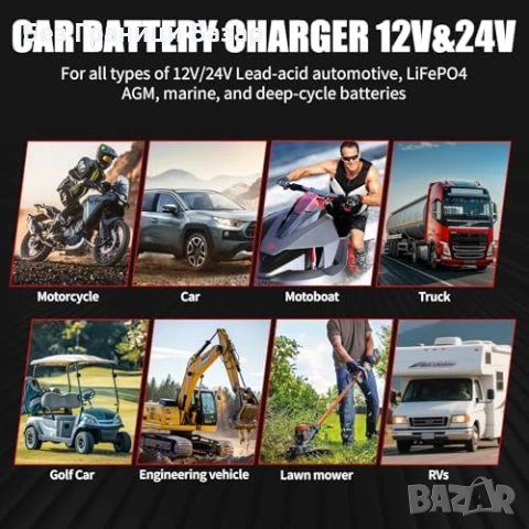 Ново Интелигентно зарядно 20A за кола мотор лодка каравана 12V 24V, снимка 9 - Друга електроника - 54151701