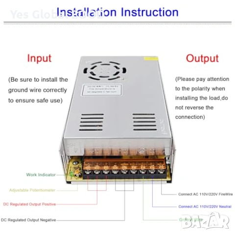 Импулсно захранване 36V 10A 360W за LED ленти, снимка 6 - Друга електроника - 53233811