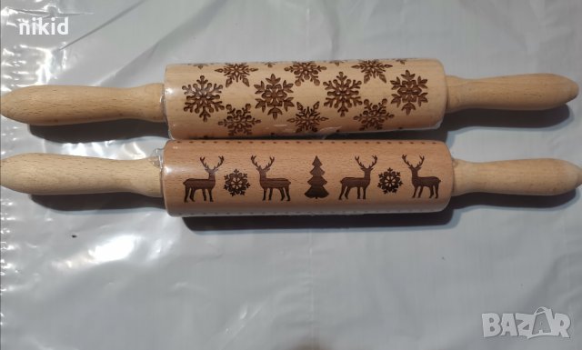 Коледна дървена Точилка  Снежинки или Елени за тесто бисквитки фондан декор