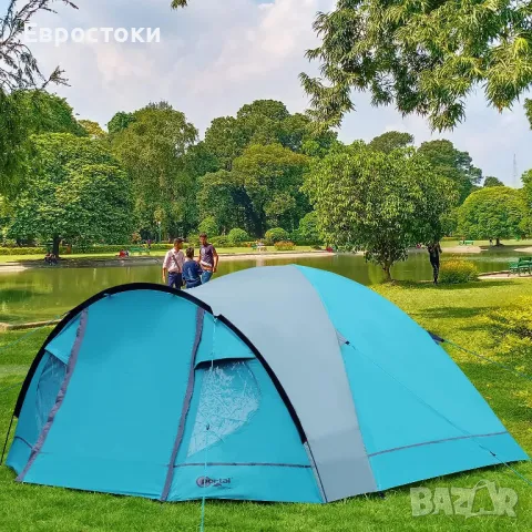 Portal Zeta 4 лека куполна палатка за 4 души с веранда, палатка за къмпинг със защитна покривка, снимка 9 - Палатки - 50087770