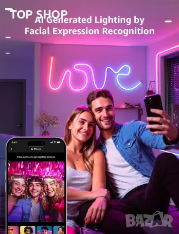 Lepro N1 неонова LED лента, синхронизация с музика, управление с глас, 3 м, снимка 4 - Лед осветление - 49340649