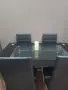 маса стъкло с 4 стола кожа, снимка 6