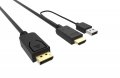 Кабел HDMI + USB - DP 1.8м 4k/60p VCom SS001219 Черен Cable adapter HDMI M+USB/DP M