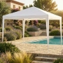 Градинска шатра тип "павилион", 3x3м, Водоустойчива, Прахово боядисана стомана, Бяла, снимка 2