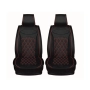 Кожена тапицерия за кола за предни седалки, Подложки, 2бр, Еко кожа, Черен с червен конец, снимка 3