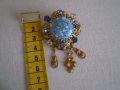 Старинна  Дамска брошка  с Мурано СТЪКЛО, снимка 9