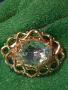 СТАРА ПОЗЛАТЕНА МЕДНА БРОШКА с ГОЛЯМ ФАСЕТИРАН ЗЕЛЕН КРИСТАЛ РЕТРО БИЖУ НАКИТ 44742, снимка 16