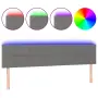 vidaXL LED горна табла за легло, тъмносива, 200x5x78/88 см, плат, снимка 1
