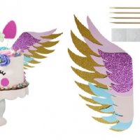 Големи крила Еднорог Unicorn картонени брокат топери украса декор за торта парти , снимка 1 - Други - 29187597