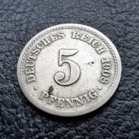Стара монета 5 пфенига 1908 г. буква  F - Германия -топ цена !, снимка 12 - Нумизматика и бонистика - 39779148