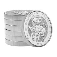 сребърна монета 2 oz оз Зверове на Кралицата Yale инвестиционно сребро, снимка 1 - Нумизматика и бонистика - 42118097