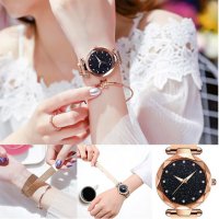 Дамски часовници с магнитна верижка закопчаване за жени, снимка 10 - Дамски - 27657113