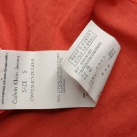 Calvin Klein дамска маркова тениска, S, оранжева с пайети, снимка 9 - Тениски - 36619195