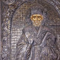 Сребърна икона Св.Николай Чудотворец. Гръцка. Печат 950, снимка 3 - Икони - 42784478