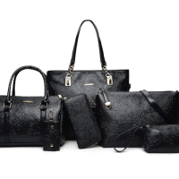 Комплект от 6️⃣ броя луксозни дамски чанти Цвят: Черен👜 🖤💥, снимка 1 - Чанти - 44581960