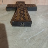 Стар ръчно изработен дървен голям ирландски кръст, снимка 3 - Антикварни и старинни предмети - 40027677