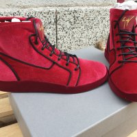 GIUSEPPE ZANOTTI Red Velvet High Top Sneakers Мъжки Велурени Кецове size 41, снимка 3 - Кецове - 42383947
