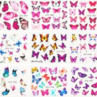 30 бр различни пеперуди ваденки слайдери за нокти маникюр, снимка 3 - Продукти за маникюр - 29905802