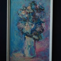 Стара картина, Цветя, Камен Крумов, снимка 2 - Картини - 31977595