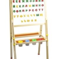Бяла и зелена дъска на стойка, Магнитни, Комплект с 55 букви на кирилица и аксесоари, снимка 1 - Образователни игри - 42769701