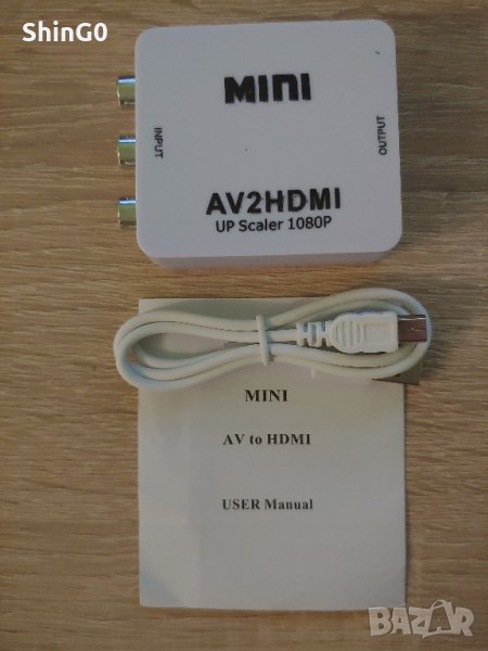 av2hdmi адаптер Audio Video чинчове към HDMI 1080p, снимка 1