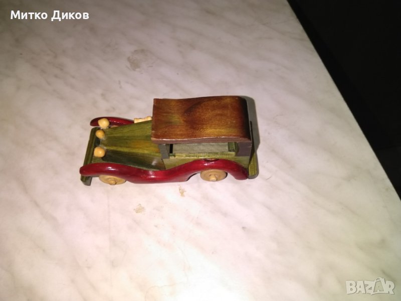 Дървена ретро кола ръчна изработка 145х62х54мм отлична, снимка 1