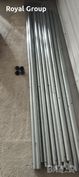 Поцинковани тръби - колове за ограда със 3 дупки двустранно. (+капачки) Дължина 2 м Дебелина 2 мм Ф , снимка 1