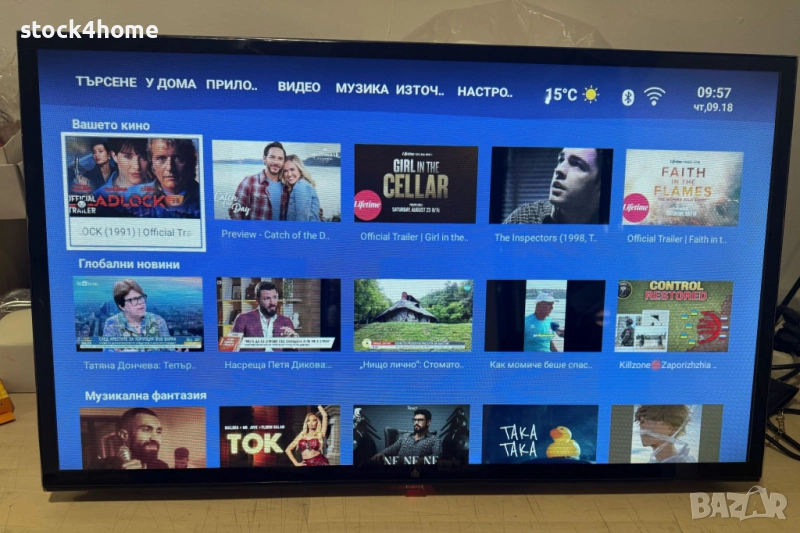 LED Телевизор A6 SMART Full HD 32 Инча, Android, Netflix и YouTube, снимка 1