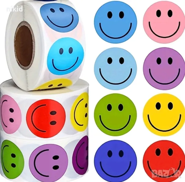 100 бр цветни Емотикон Smiley Еможи Emoji малки самозалепващи лепенки стикери за ръчна изработка , снимка 1