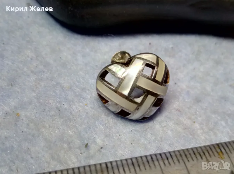 АЖУРНА СЪРЦЕВИДНА ЕМАЙЛИРАНА СРЕБЪРНА АРТ ОБЕЦА СРЕБРО 925 ДИЗАЙНЕРСКА ИЗРАБОТКА 41969, снимка 1