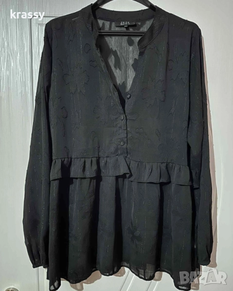 Страхотна макси дамска блуза с релефни цветя (размер ХЛ), снимка 1