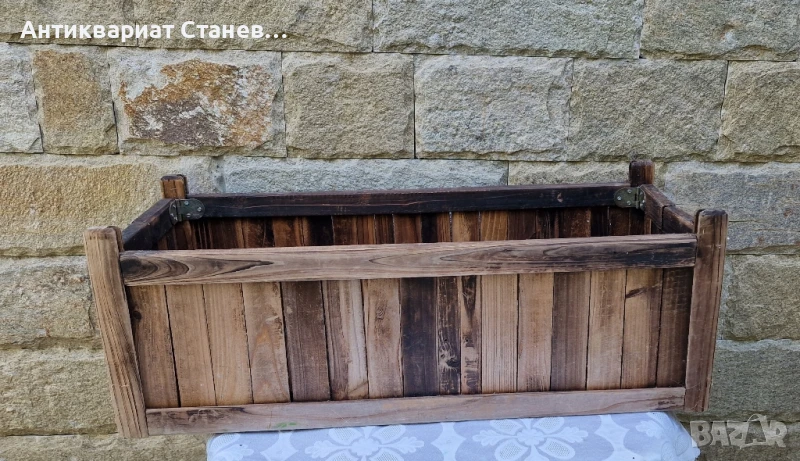 🪵🌸 Винтидж дървена поставка за саксии / кашпа 🌿, снимка 1