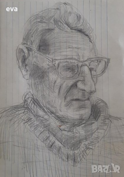 Картина Портрет на Йордан Радичков 80те години 1, снимка 1