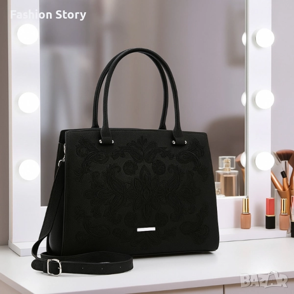 Елегантна дамска чанта с релефен дизайн – стил и практичност в едно, снимка 1