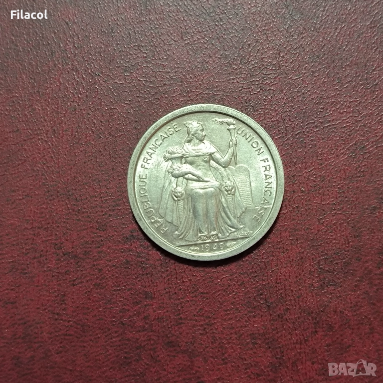 Френска Полинезия 2 франка 1949 г., снимка 1